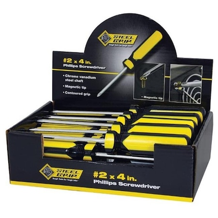 Steel Grip Steel Grip 2265361 No.2 x 4 in. Phillips Screwdriver Counter Top Display Steelgrip - pack of 24 2265361